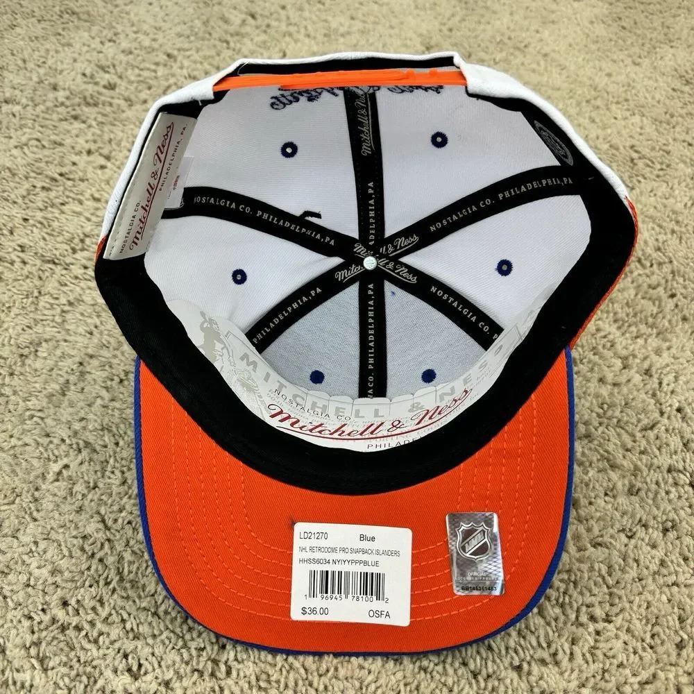 New York Islanders Hat Mitchell & Ness Retrodome Snapback Pro Crown Fit Blue Cap